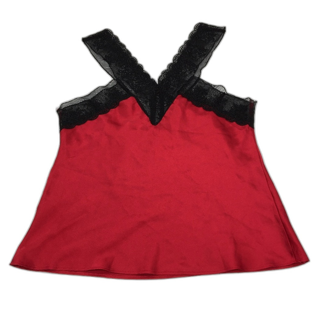 BrasNThings Satin Red Black Lacey V Neck Camisole Ladies Size 8