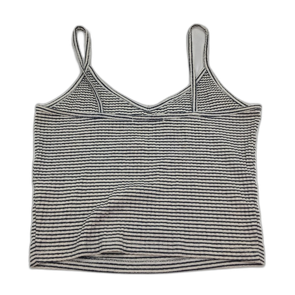 Sportsgirl Ribbed Black White Stripe Spaghetti Strap Crop Top Ladies Size Small
