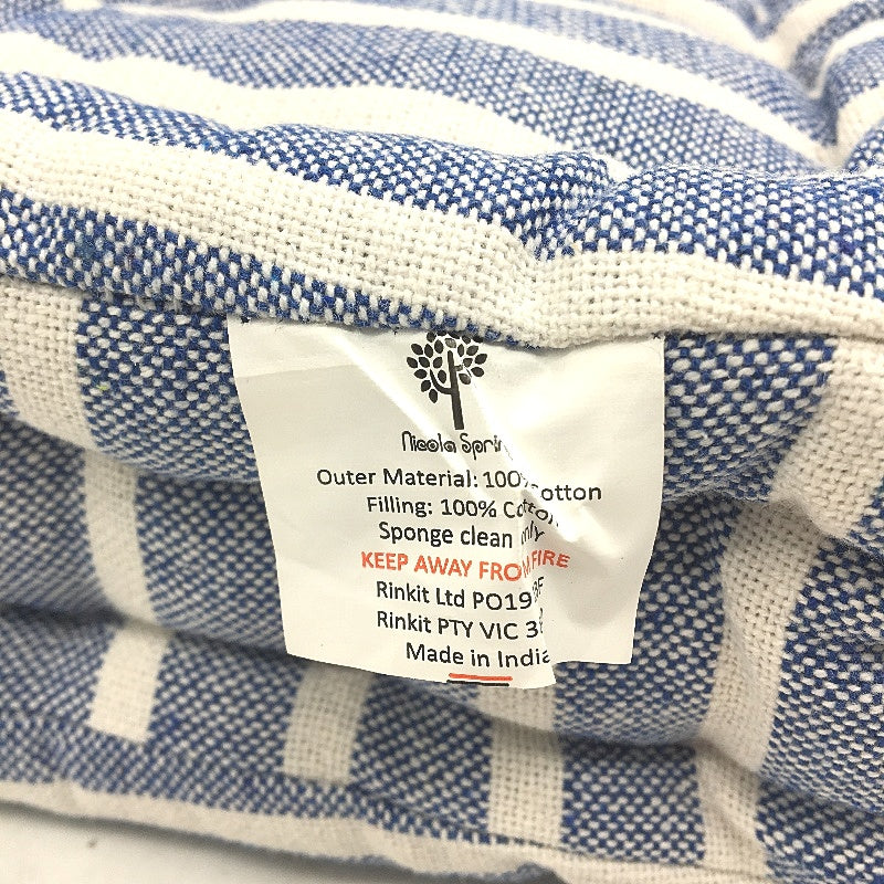 Nicola Spring French Mattress Blue Stripe Seat Cushion Pads 40x40cm NEW