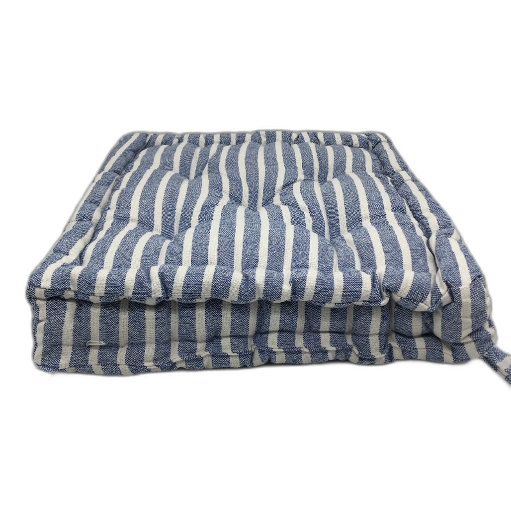 Nicola Spring French Mattress Blue Stripe Seat Cushion Pads 40x40cm NEW