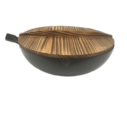 Souped Up Recipes 13.4 Inch Preseasoned Carbon Steel Wok with Wooden Lid DEMO