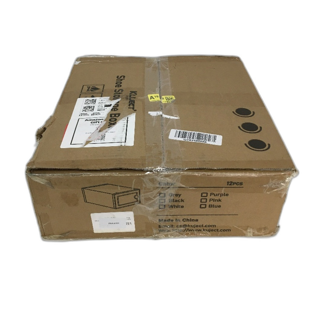 Kuject 12 Pack Clear Plastic Stackable Shoe Storage Organiser with Lids NEW