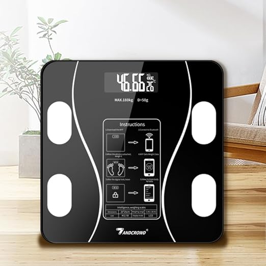 Smart Small Body Glass Weight Scale with BMI Composition in Black 26cm NEW