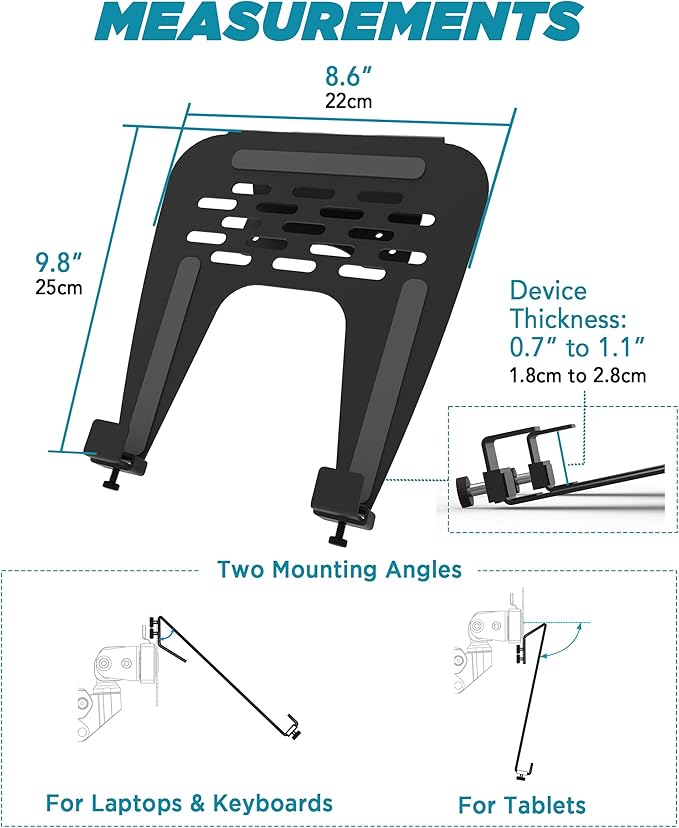Ultrarm Vesa Black Steel Notebook Laptop Holder Tray fits VESA 75/100 2lbs NEW