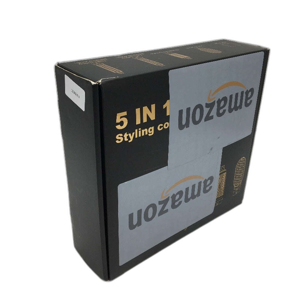 5 in 1 Hot Air Blow Dryer Hair Curler Detachable Brush Set in Black Gold NEW