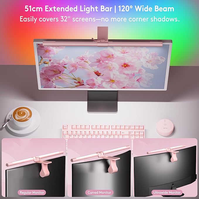 Quntis 20 Inch ScreenLinear RGB Wireless Monitor Light Bar with Remote NEW