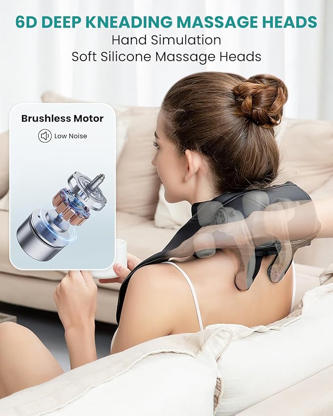 Nekteck NM-09 Cordless Kneading Neck 6 Dimension Massager with Heat NEW