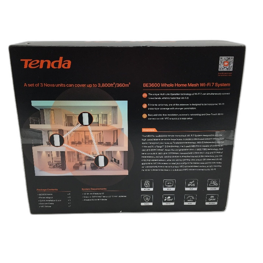 Tenda BE3600 3 Pack ME3 Pro Nova Dual Band Multi Gigabit Mesh WiFi 7 System NEW