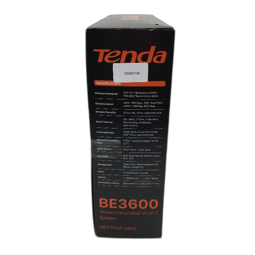 Tenda BE3600 3 Pack ME3 Pro Nova Dual Band Multi Gigabit Mesh WiFi 7 System NEW