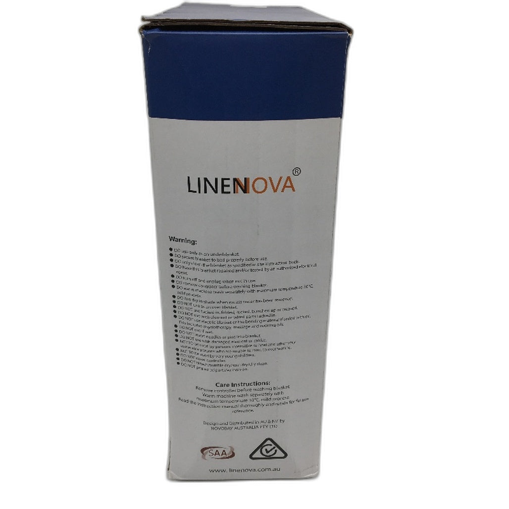 Linenova 3 Temp Overheat Protection Electric Under Blanket Size Single NEW