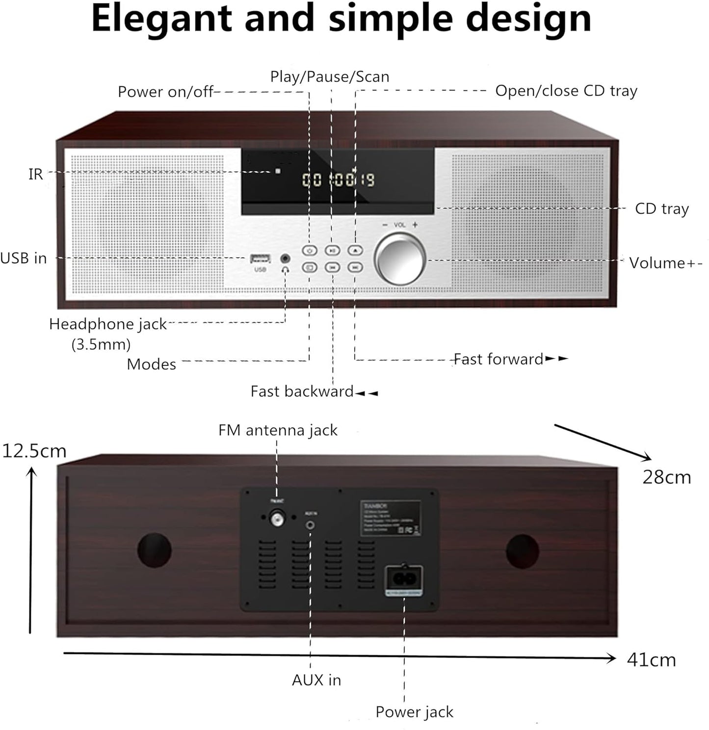 Hanlim HL-816 Vintage Wood Style HiFi CD MP3 Micro Player and FM Radio NEW