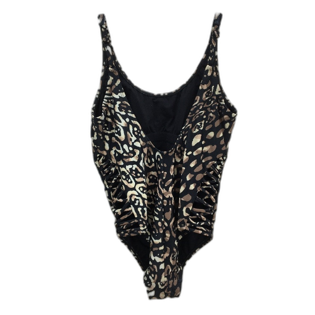 BrasNThings Blue Ruby Leopard Print Black One Piece Swimsuit Ladies Sz AU 12 NEW