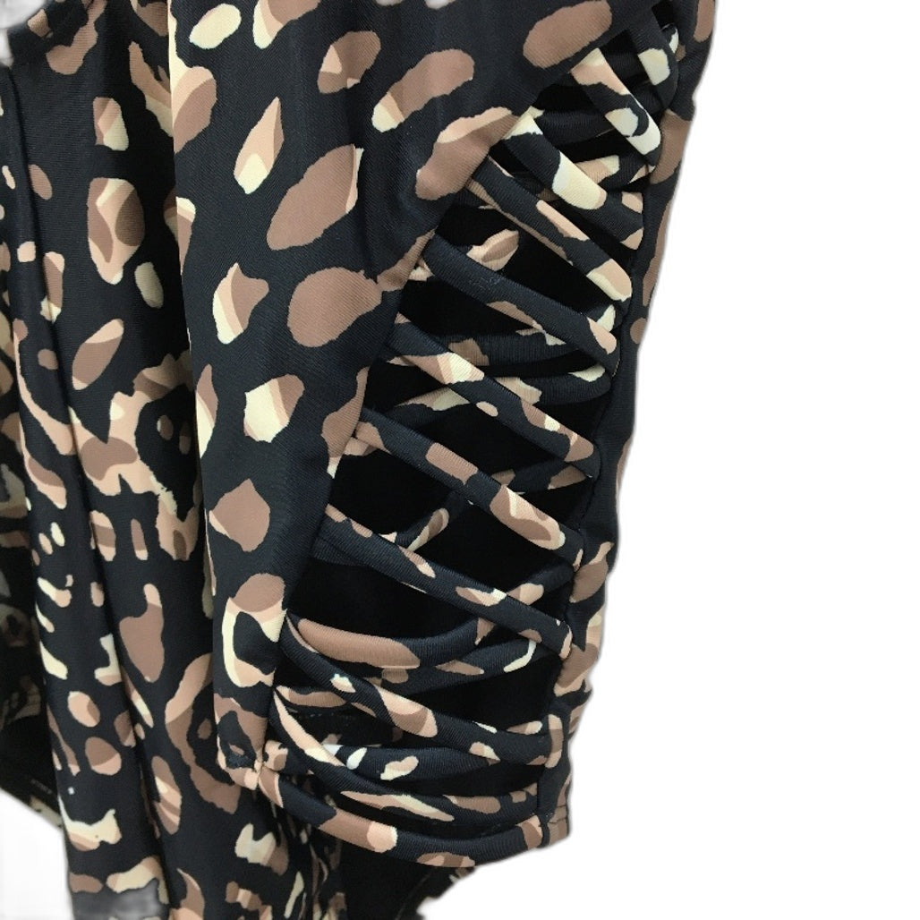 BrasNThings Blue Ruby Leopard Print Black One Piece Swimsuit Ladies Sz AU 12 NEW