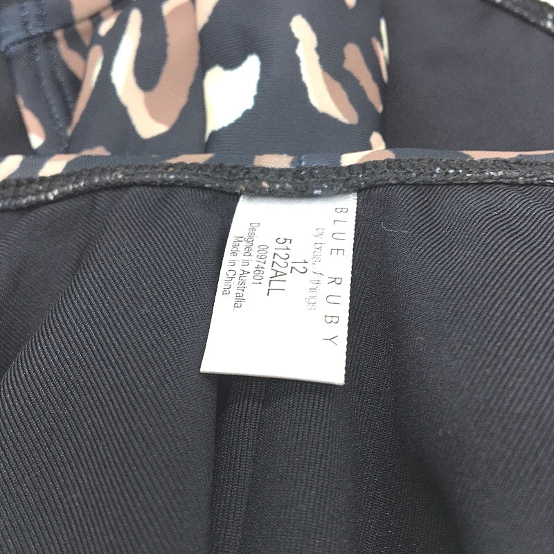 BrasNThings Blue Ruby Leopard Print Black One Piece Swimsuit Ladies Sz AU 12 NEW