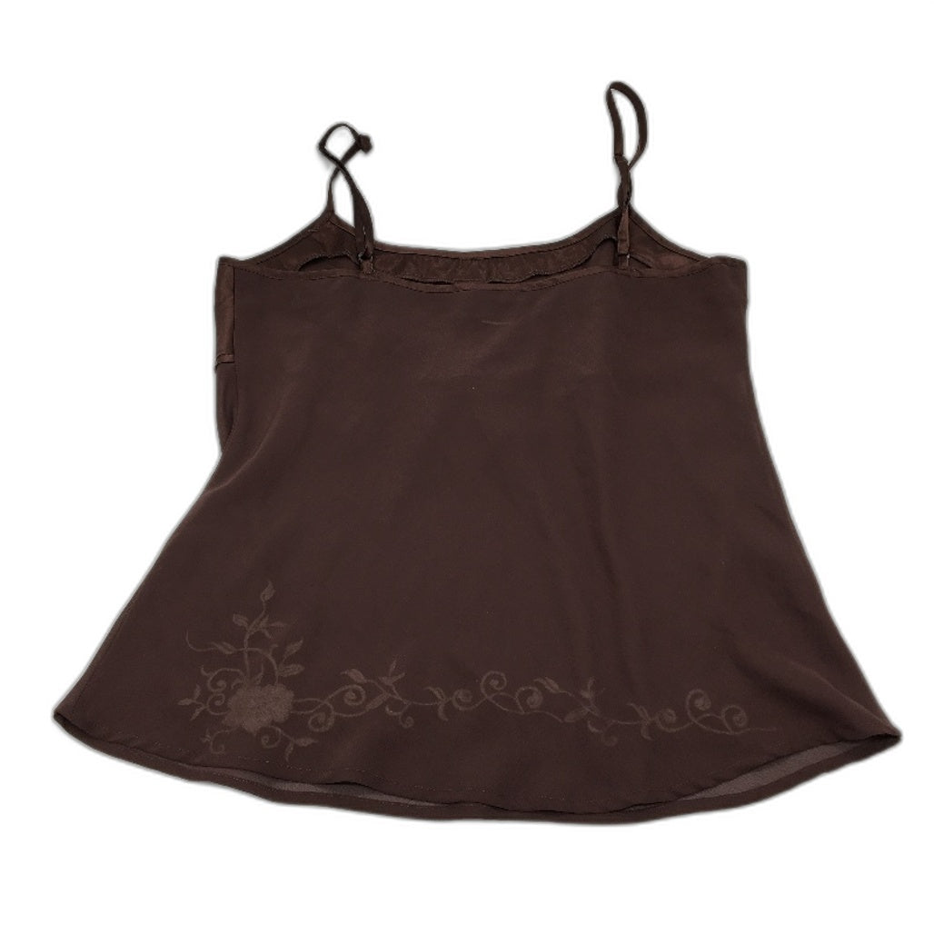 Short Stories Mesh Embroidered Floral Detail Brown Short Cami Ladies Size 12