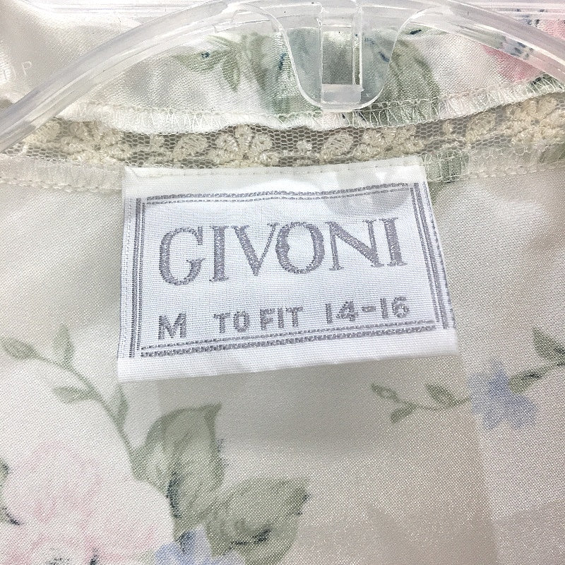 Givoni Vintage Style Satin White Floral Dressing Gown Ladies Size Medium