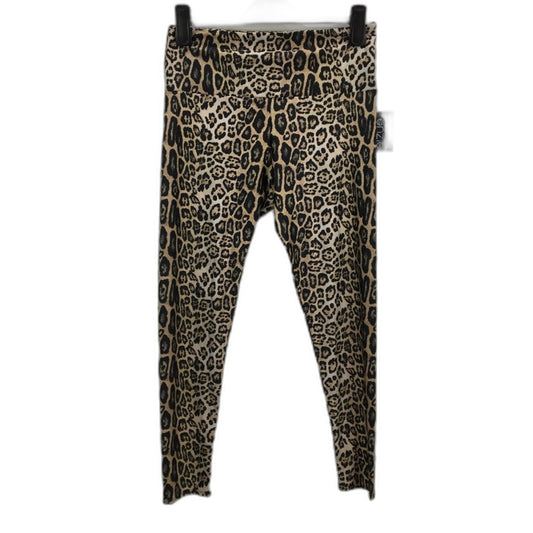 Onzie Leopard Print Satin Brown High Rise Leggings Ladies Size Large NEW