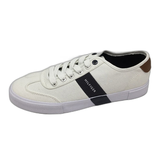 Tommy Hilfiger White Canvas TM Pandora Sneaker LaceUp Trainers Mens US8 EU41 NEW