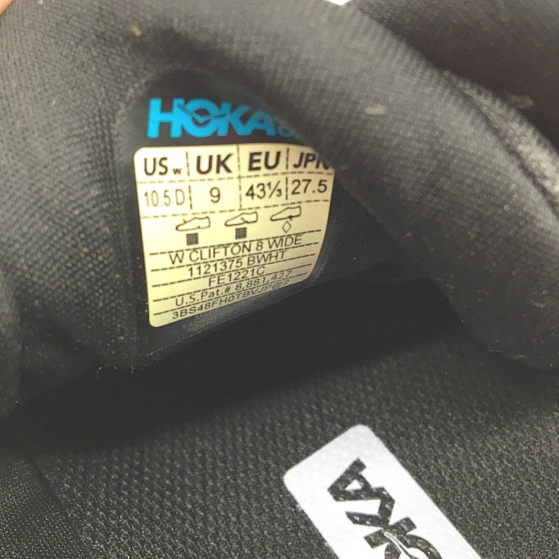 Hoka One One Black Clifton 8 Sneakers Ladies Size WIDE FIT US 10.5D EU 43 NEW