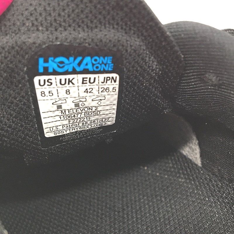 Hoka One One Elevon 2 Black Sports Sneakers Mens Size US 8.5 EU 42 NEW