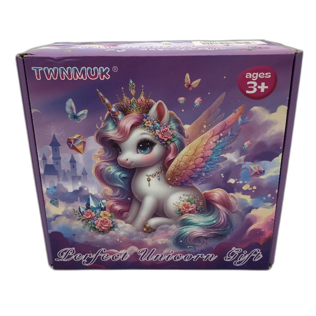 TWNMUK Pink Unicorn Themed Gift Box Set Lock Diary DIY Cap Gem Sticker Plush NEW