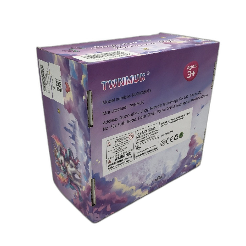 TWNMUK Pink Unicorn Themed Gift Box Set Lock Diary DIY Cap Gem Sticker Plush NEW