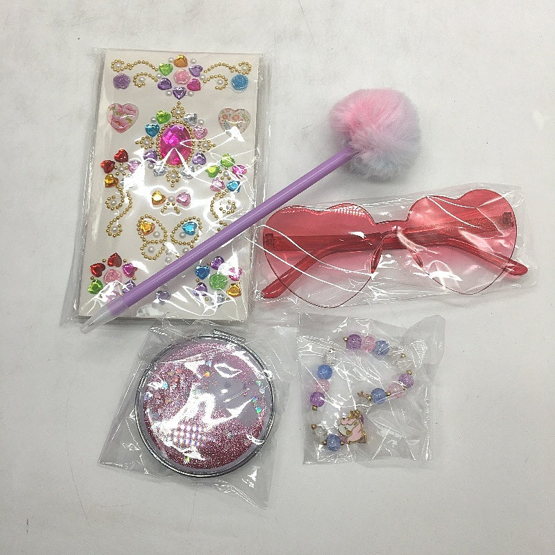 TWNMUK Pink Unicorn Themed Gift Box Set Lock Diary DIY Cap Gem Sticker Plush NEW