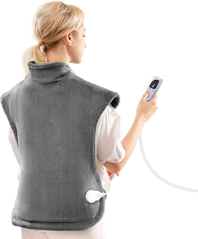 Wearable Large Electric Heating Pad Back Pain Relief Adjustable Heat Timer NEW