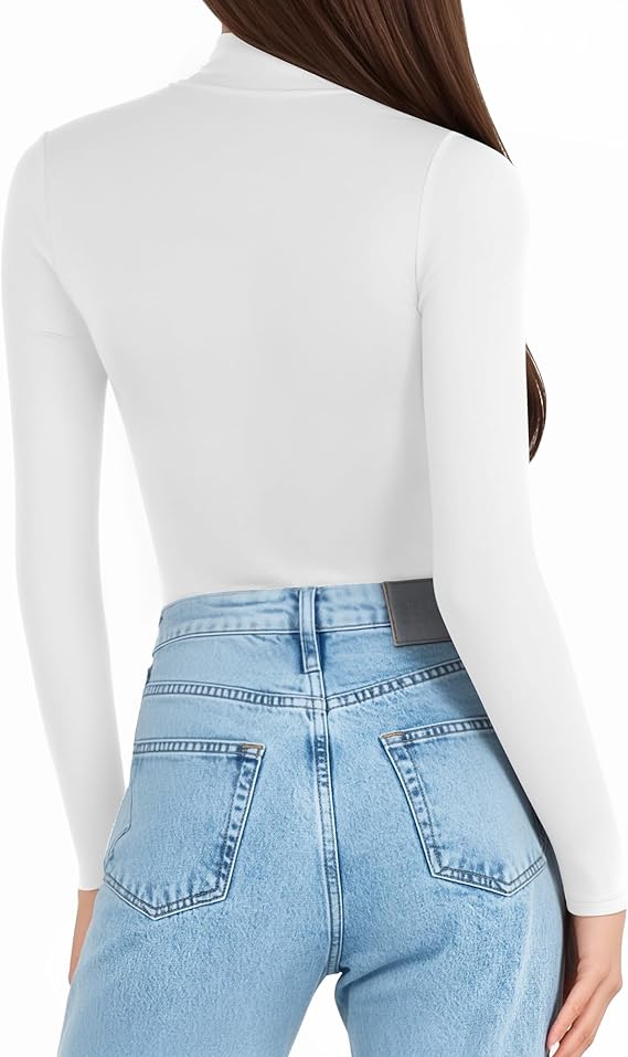 Stretchy Long Sleeve Turtle Neck Fitted Basic Tops Tees Shirts Womens Size S NEW