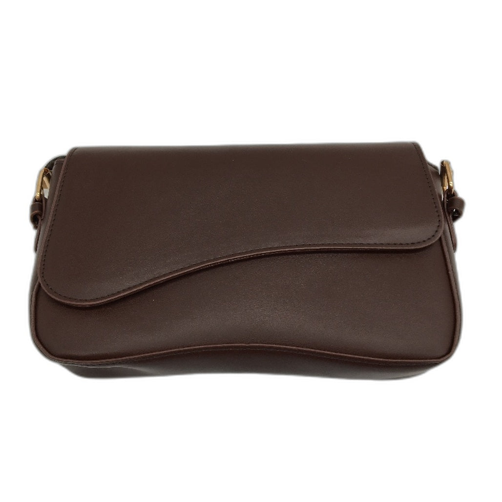 Faux Leather Y2K Style Underarm Handbag Small Purse Shoulder Bag Brown NEW