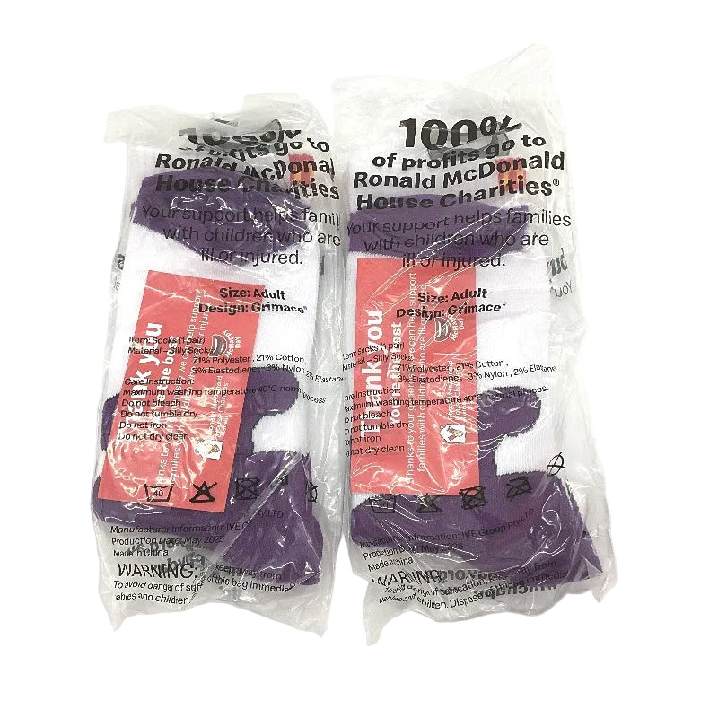 McDonald's McHappy Day Silly Socks 2 Pack Grimace Unisex One Size Adult NEW