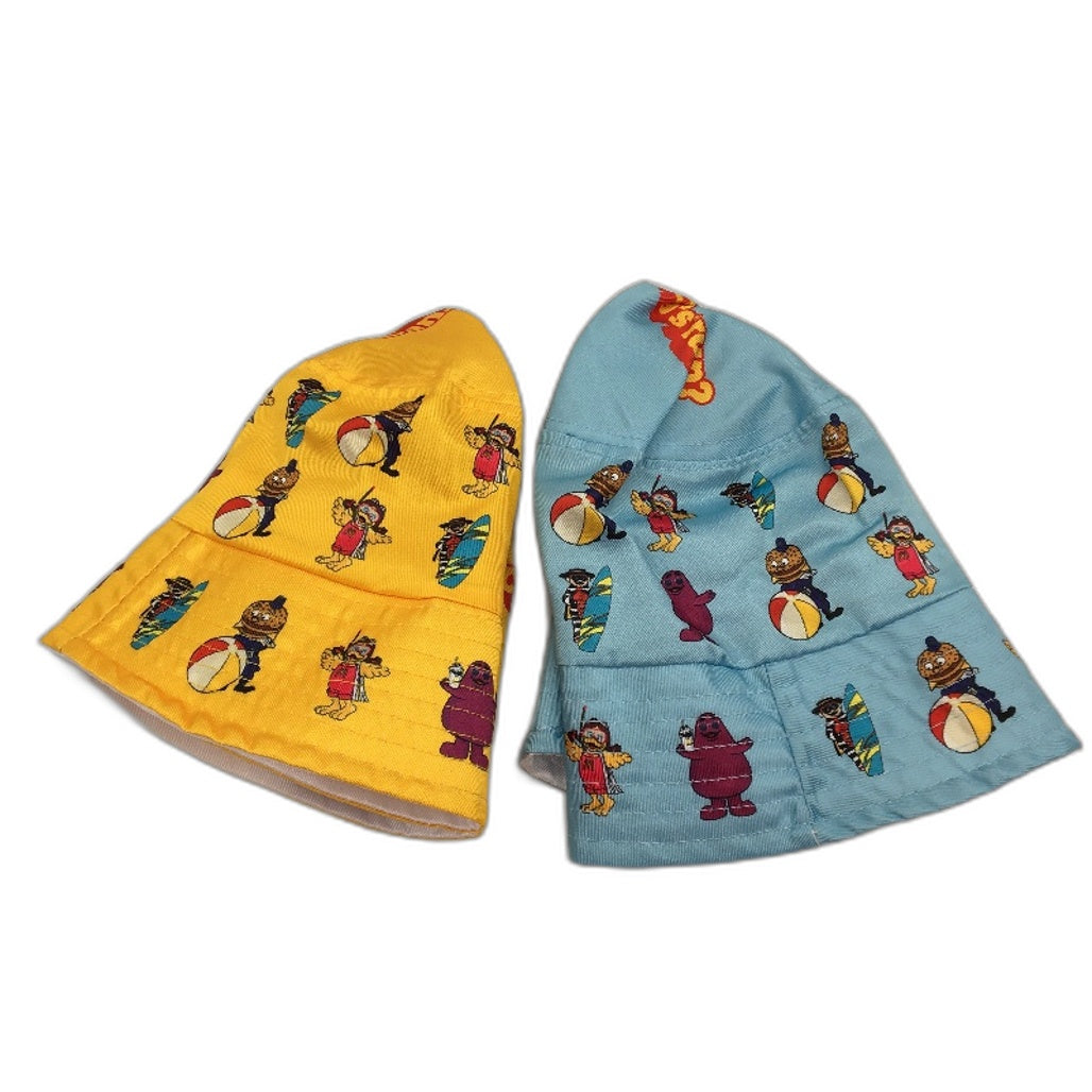 McDonald's McHappy Day Bucket Hats 2 Pack Blue & Yellow One Size Kids/Adults NEW