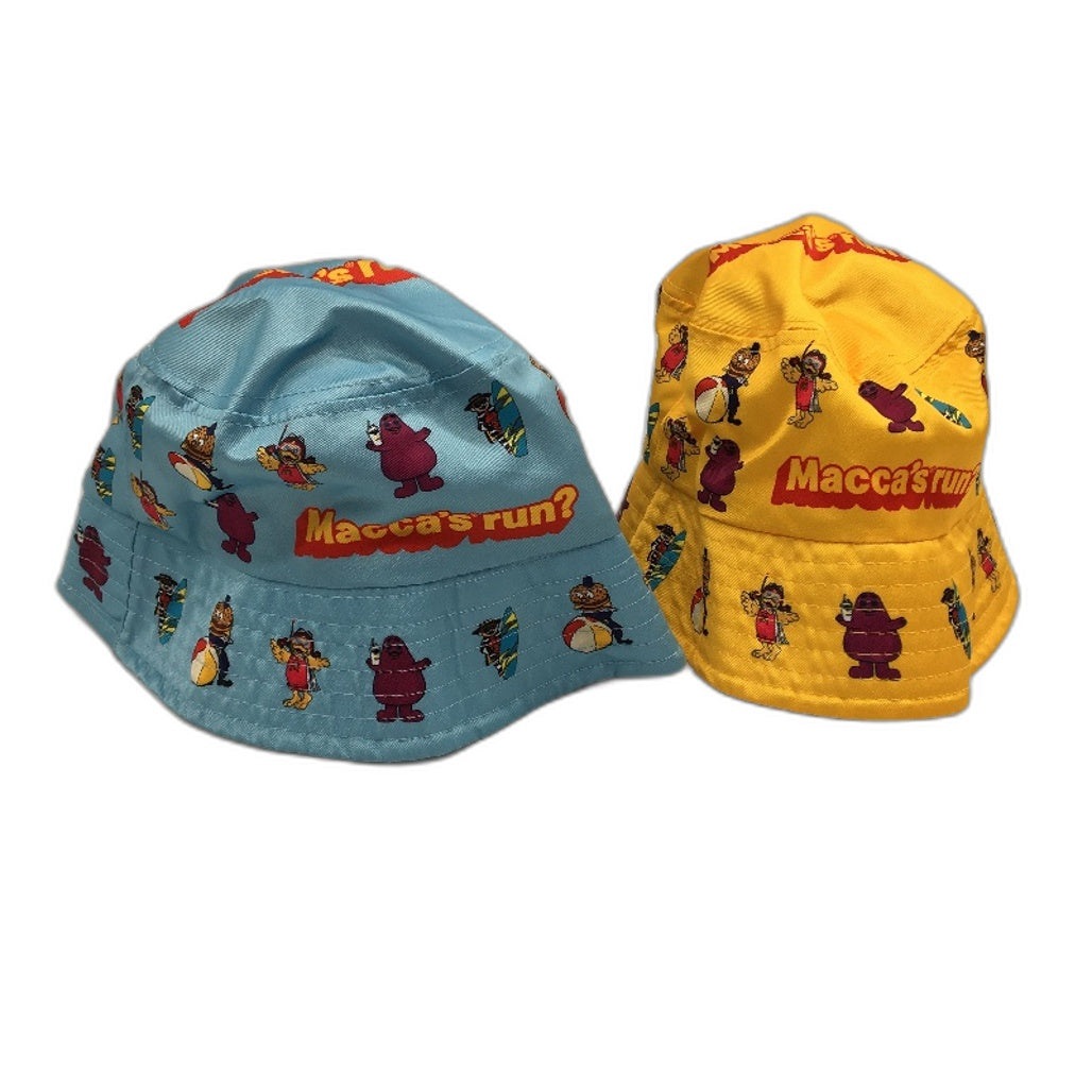 McDonald's McHappy Day Bucket Hats 2 Pack Blue & Yellow One Size Kids/Adults NEW