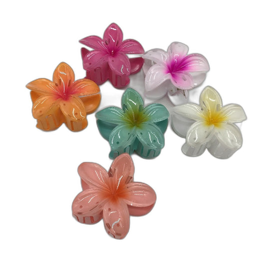 Elegant Flower Hair Claw Clips 6 Pack Hawaiian Cute Beach Accessories 7CM NEW
