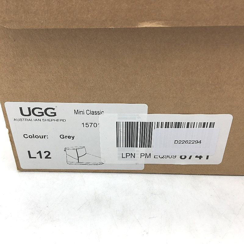 UGG Boots Australian Sheepskin Grey Mini Classic Boots Unisex EU43 M10 L12 NEW