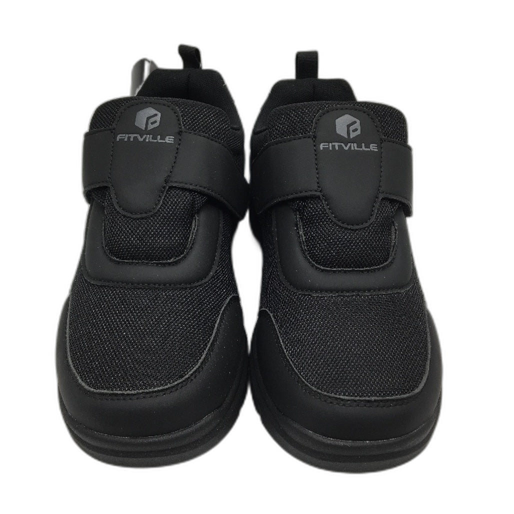 FitVille Black Easytop Strap Ease Diabetic Sneaker Shoes Mens US 8.5EW EU 41NEW