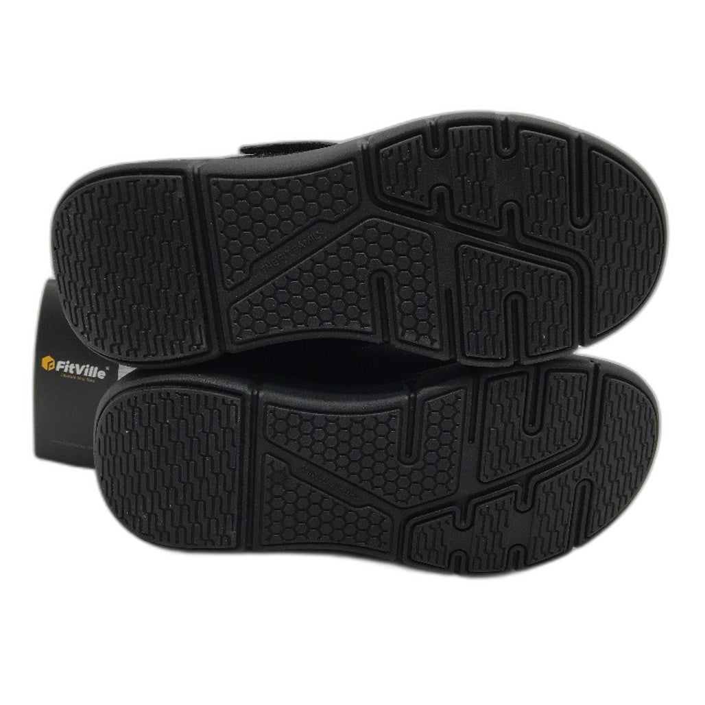 FitVille Black Easytop Strap Ease Diabetic Sneaker Shoes Mens US 8.5EW EU 41NEW