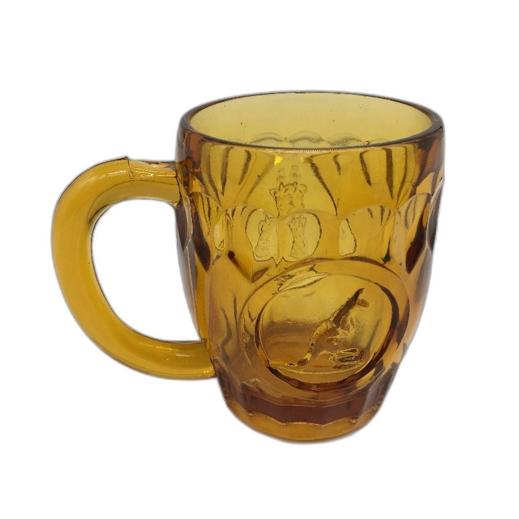 VINTAGE Set of 2 1952 King George Royal Visit Commemorative Amber Glass Mugs