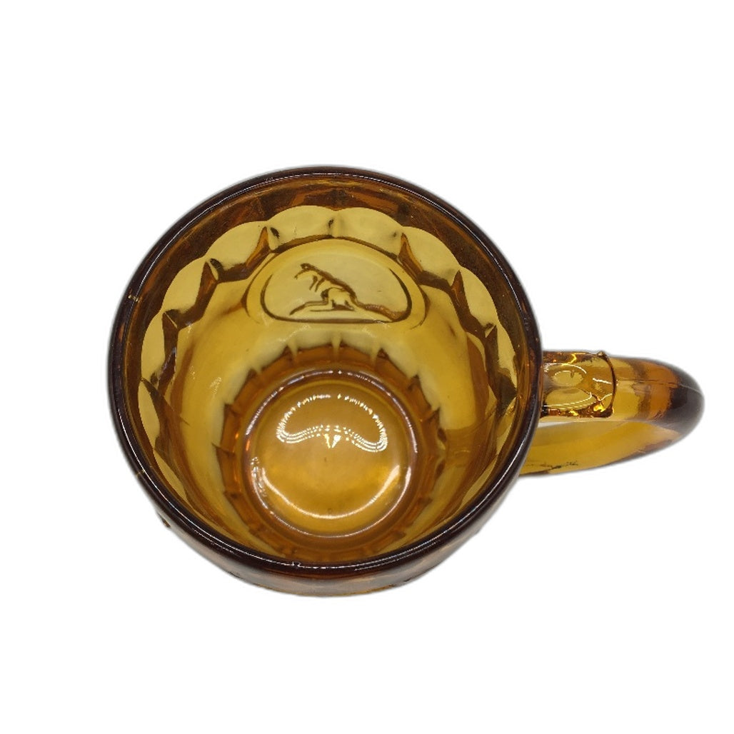 VINTAGE Set of 2 1952 King George Royal Visit Commemorative Amber Glass Mugs