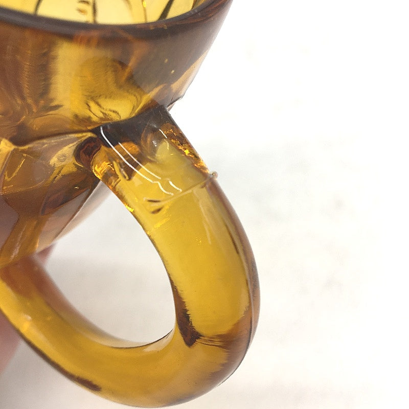 VINTAGE Set of 2 1952 King George Royal Visit Commemorative Amber Glass Mugs