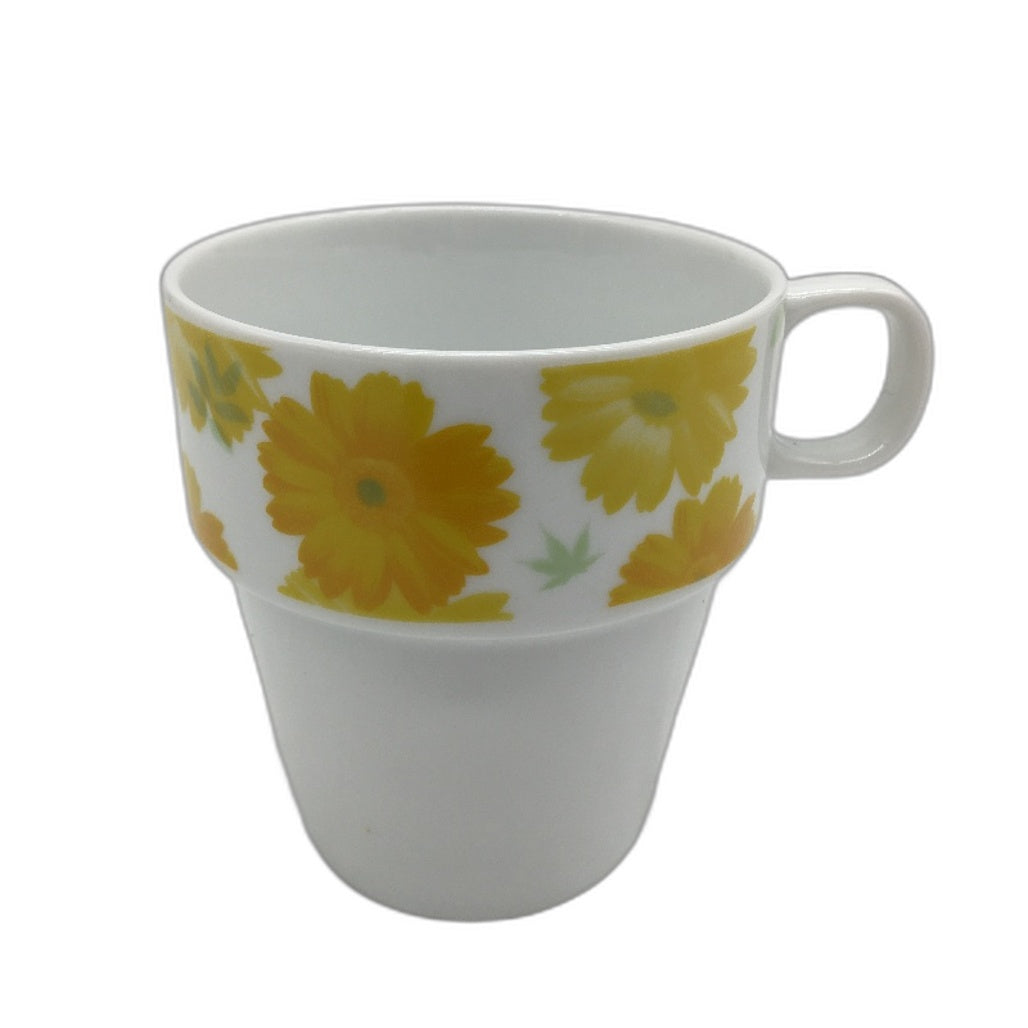 VINTAGE NEW Readers Digest Yellow Chrysanthemum Ceramic Mug In Box