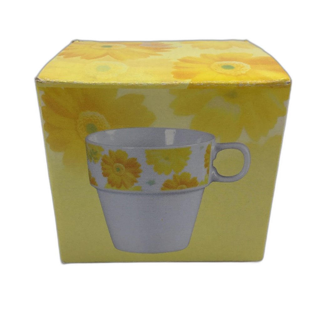VINTAGE NEW Readers Digest Yellow Chrysanthemum Ceramic Mug In Box
