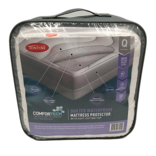 Tontine Comfortech Quilted Waterproof Anti-Bacterial Mattress Protector Queen