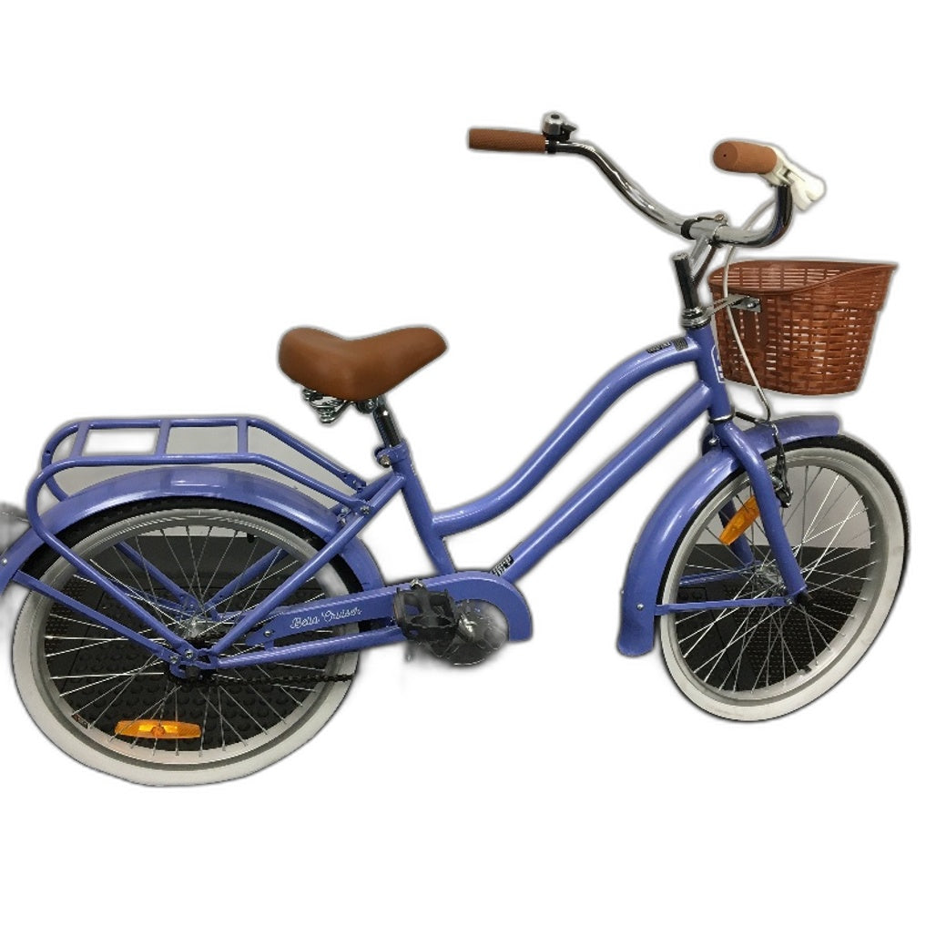 Bella Cruiser Bicycle Purple 50cm Single Speed Bike With Basket Ages 8+ DEMO