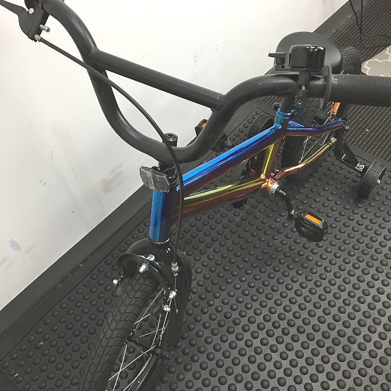 Multicoloured 40cm Oil Slick Bike Chain Guard Removable Training Wheels DEMO