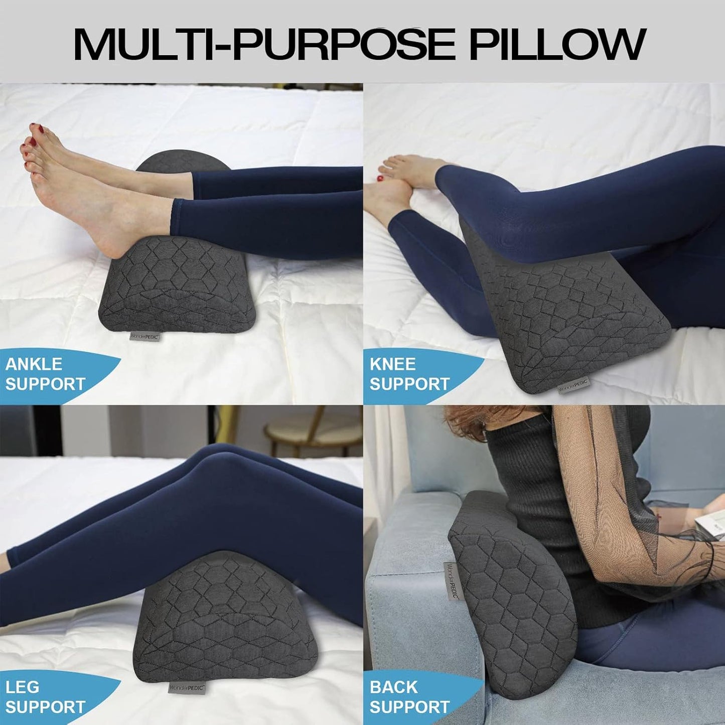 WonderPEDIC Massage Memory Foam Adjustable Folding Orthopedic Bed Wedge NEW