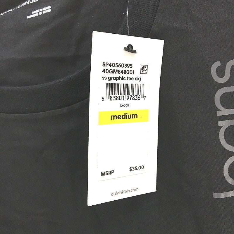 Calvin Klein Jeans Short Sleeve Black Graphic Tee Shirt Mens Size Medium NEW