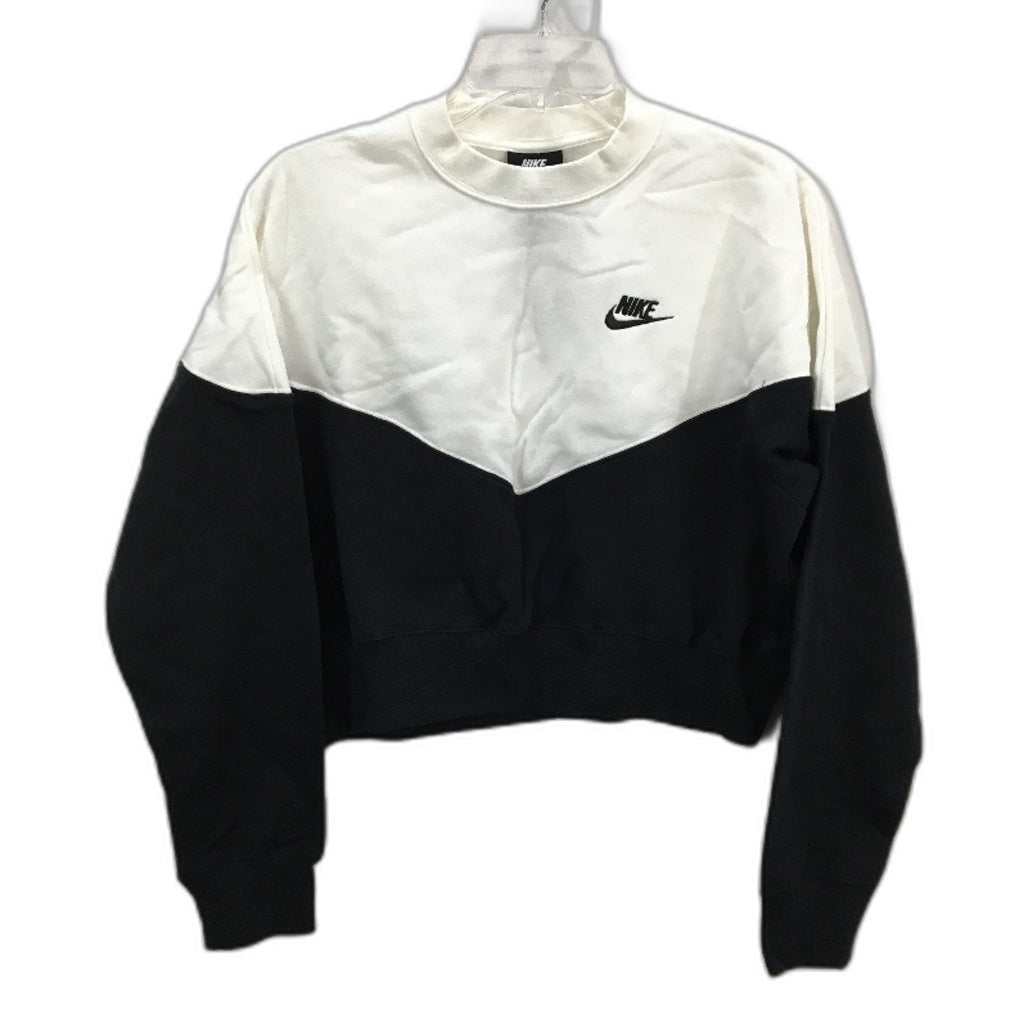 Nike NSW Heritage Crew Cropped Black White Fleece Jumper Ladies Size Medium NEW