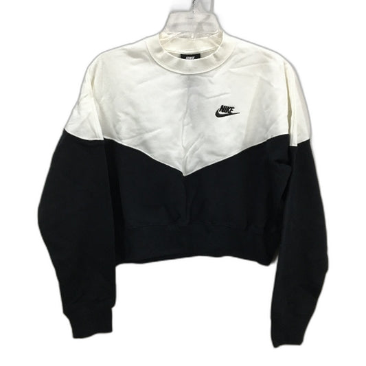 Nike NSW Heritage Crew Cropped Black White Fleece Jumper Ladies Size Medium NEW