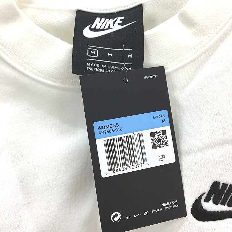 Nike NSW Heritage Crew Cropped Black White Fleece Jumper Ladies Size Medium NEW